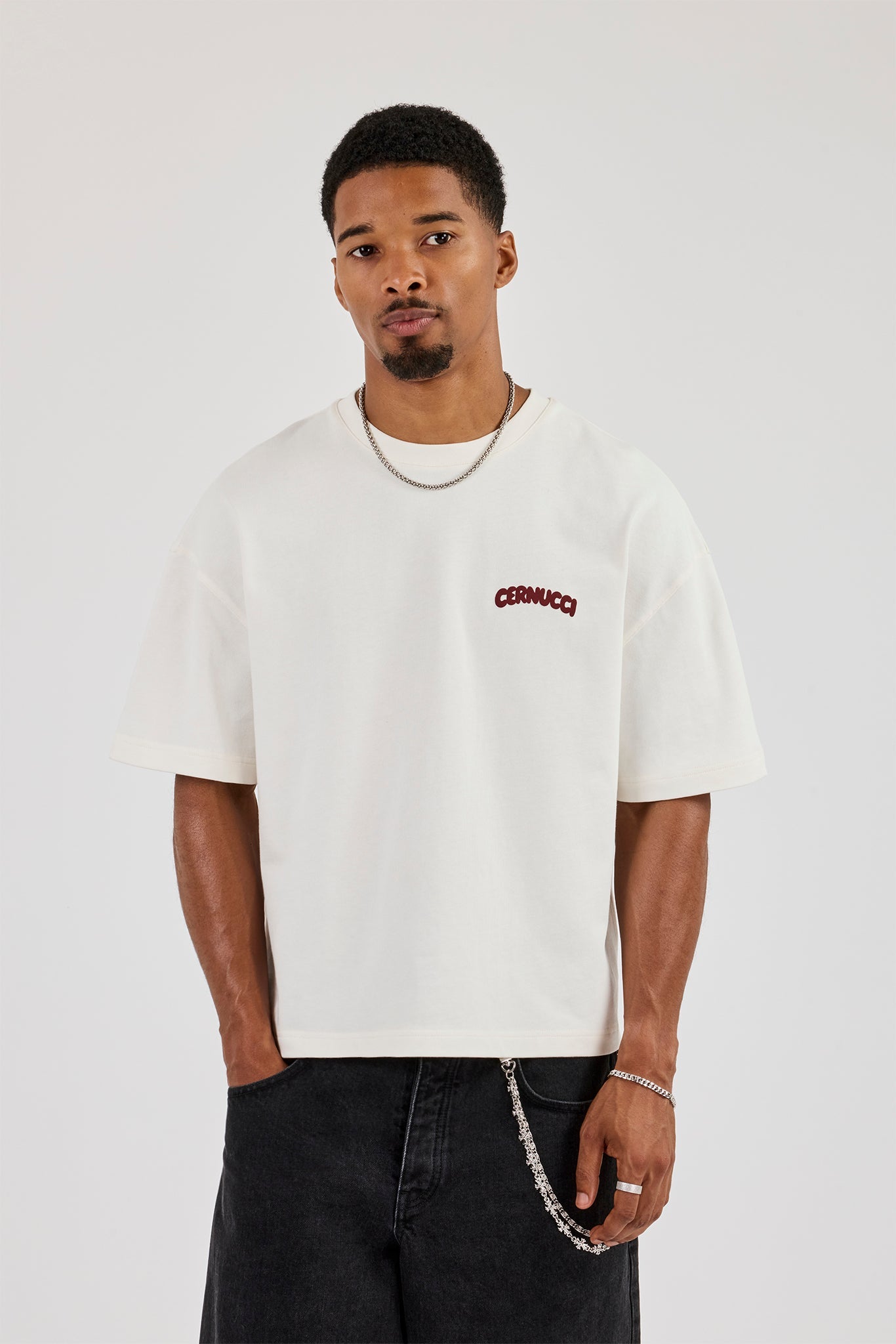 Cernucci Bubble Puff Print Boxy T-Shirt - Off White